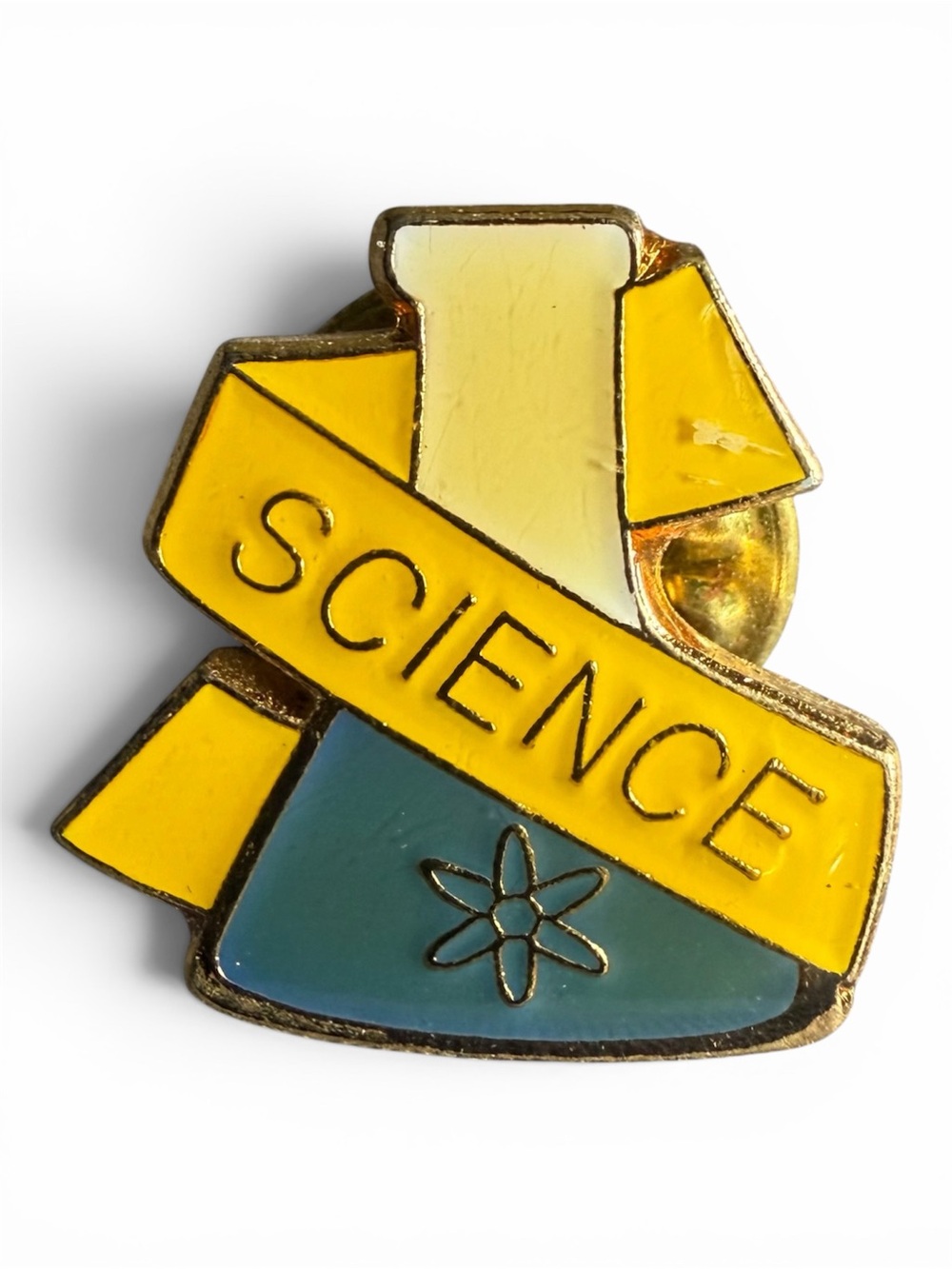 Science Theme Lapel Pin Brooch Atomic Or if Laboratory Beaker Flask Scholastic